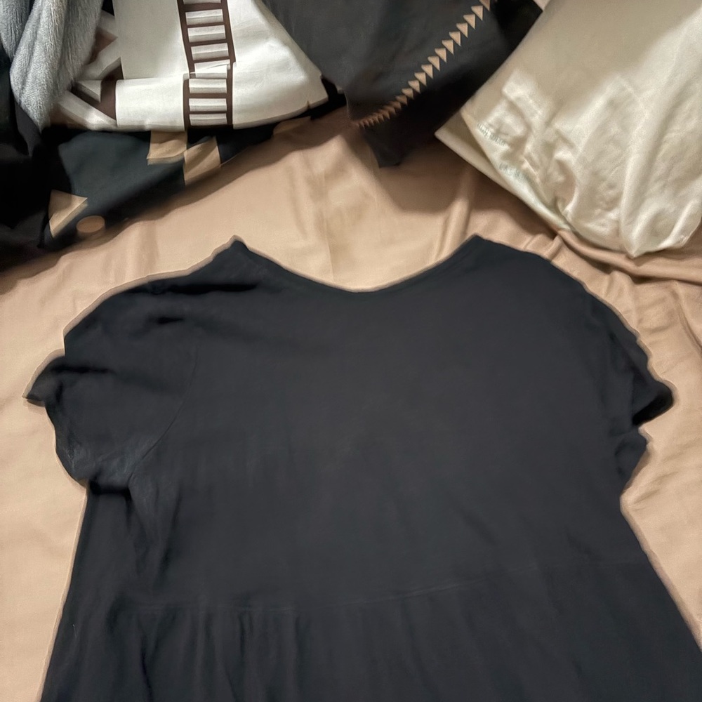 Time and Tru Black Short Sleeve Relaxed Blouse